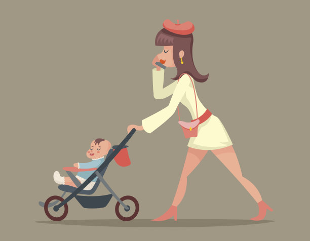 复古女人母亲与孩子的人物图标时尚的背景图片下载