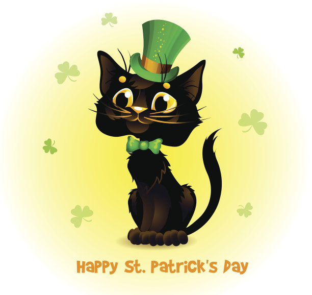 戴着小精灵帽子的黑猫。图片下载