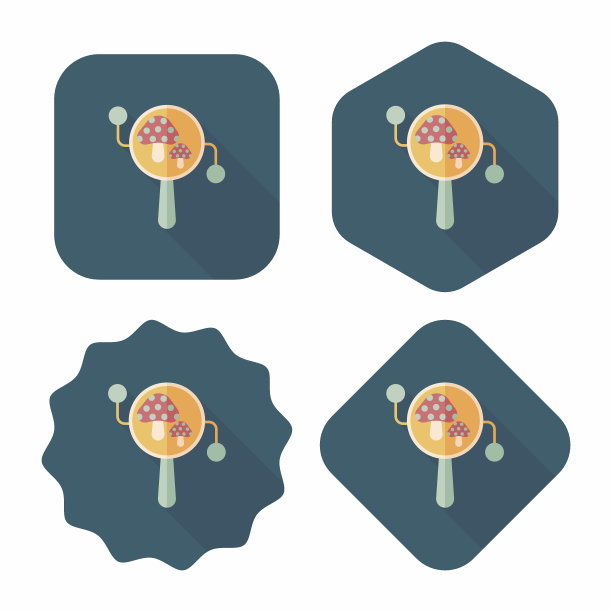 婴儿拨浪鼓图标与长影子，eps10图片下载