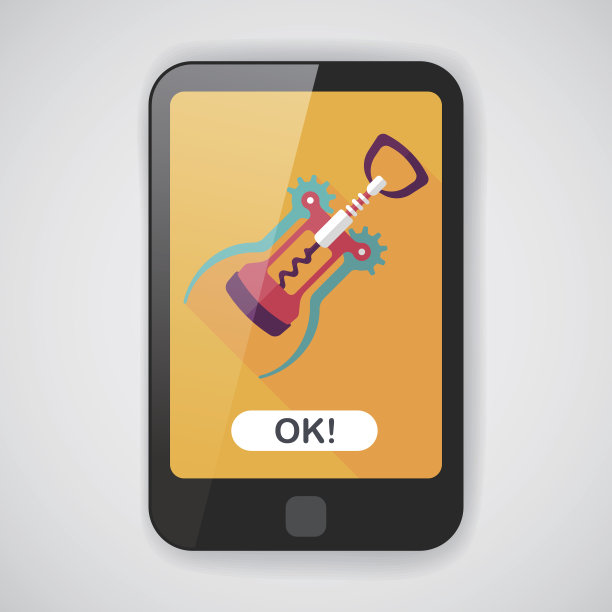 厨具开瓶器扁平图标与长影子，eps10图片下载