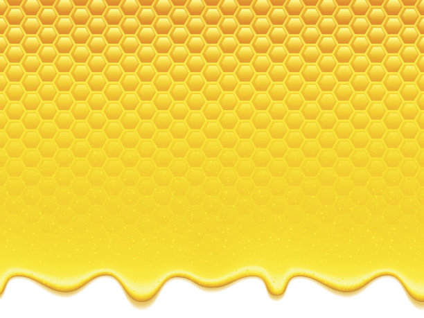 黄色花纹，有蜂窝和蜂蜜滴素材图片