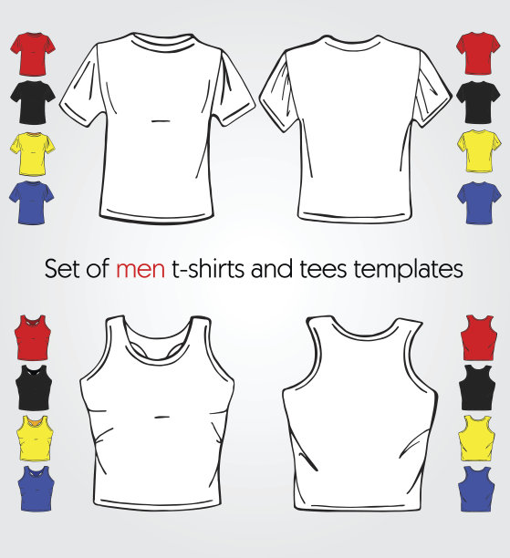 各种颜色的男士t恤和t恤图片下载