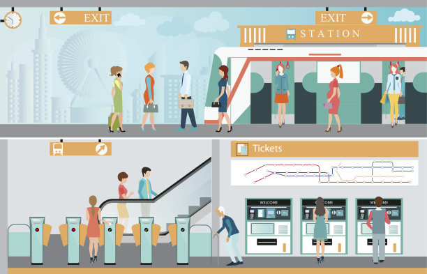 地铁站台与人同行。素材图片