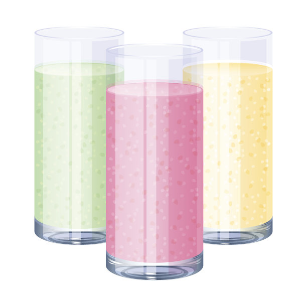 五颜六色的甜水果奶昔集-粉红色，黄色，绿色图片下载