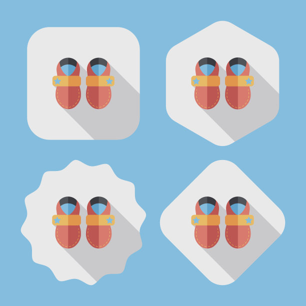 婴儿鞋平与长影子图标图片下载