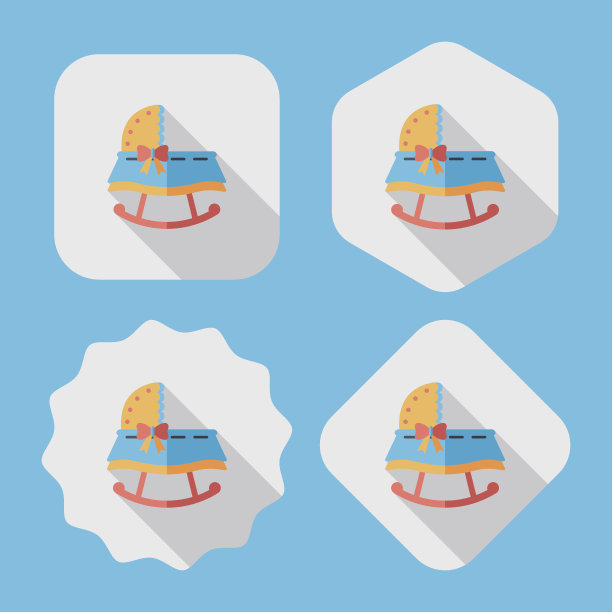 婴儿摇篮床与长影子的图标，eps10图片下载