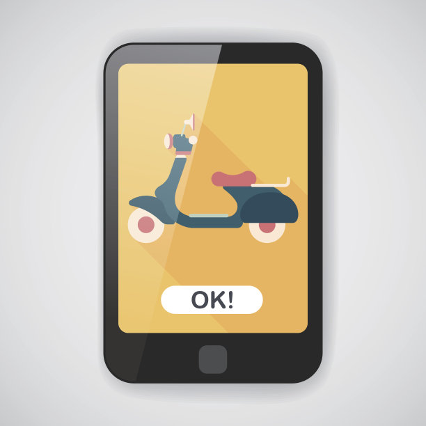 交通滑板车平面图标与长影子，eps10图片下载