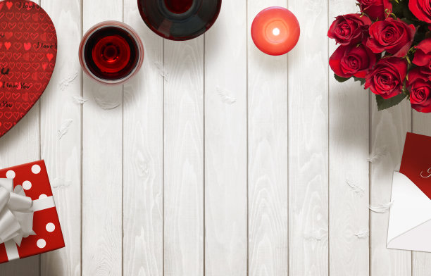 情人节的浪漫背景与礼物图片下载