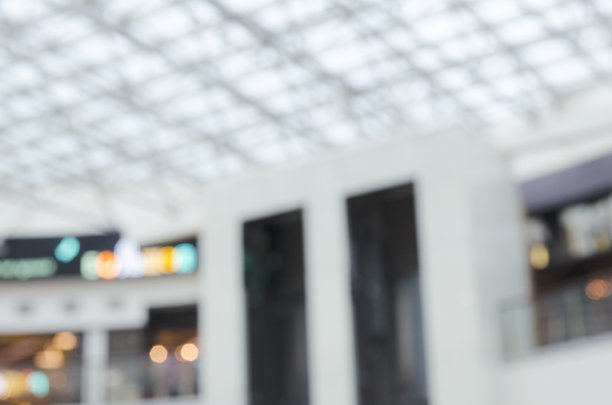 散焦的公司大堂天花板背景-库存图像图片下载