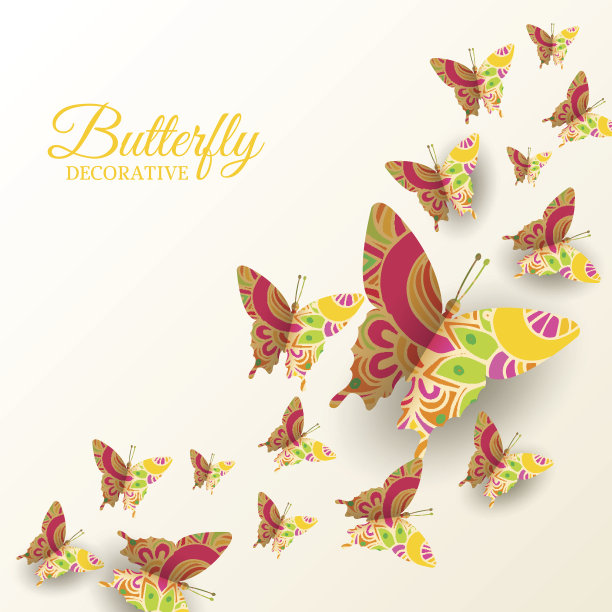 美丽多彩的蝴蝶背景概念。向量illustra图片下载