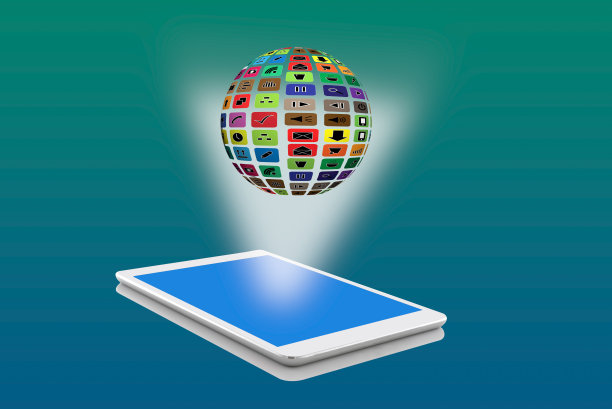 平板电脑上五颜六色的应用程序图标的社交媒体图片下载