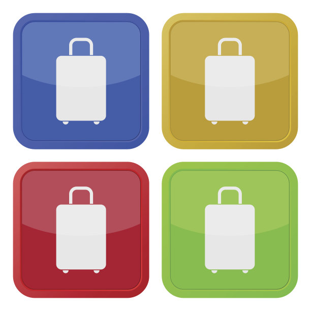 一套四个方形图标与手提箱图片下载