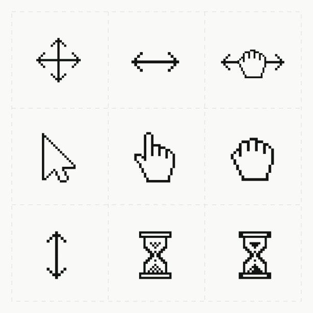 像素光标图标在白色。矢量插图。图片下载