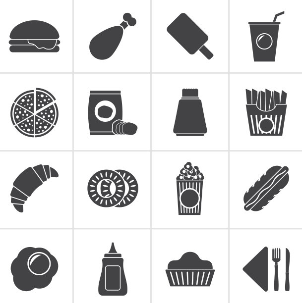 黑色快餐和饮料图标图片下载
