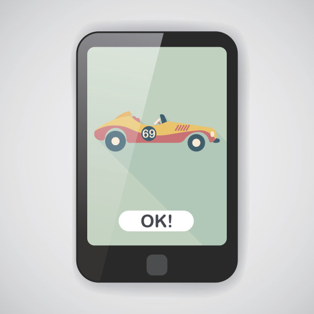 运输敞篷车的图标与长影子，eps10图片下载