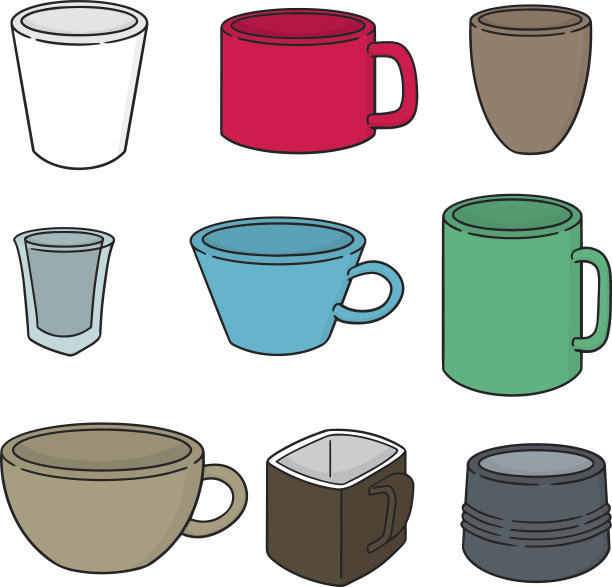 向量集饮料杯图片下载