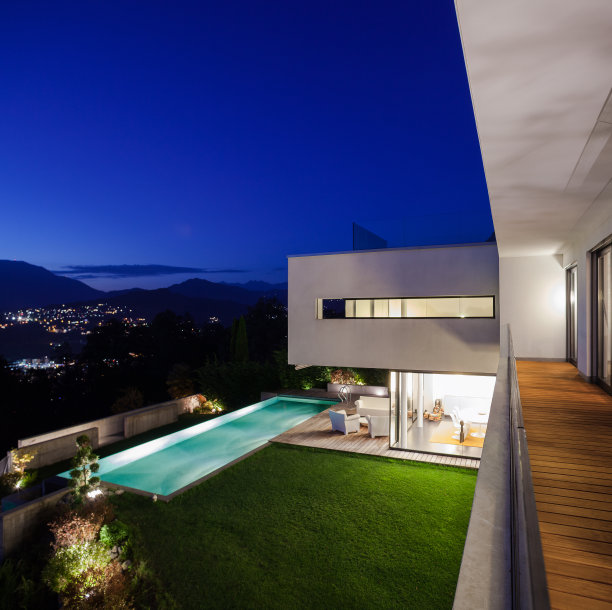 现代化的房子，带游泳池图片下载