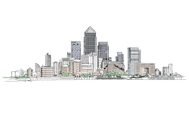 金丝雀码头商业咏叹调，伦敦，素描收藏图片下载