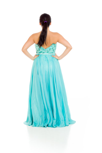 模特孤立显示她的背部图片下载