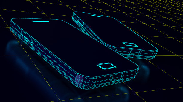 未来的线框三维智能手机技术图片下载