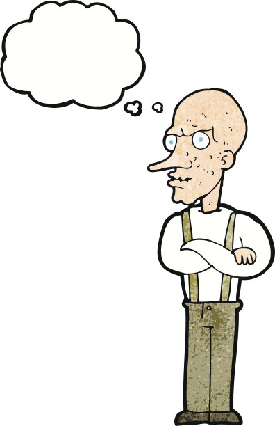卡通意味老人与思想泡沫图片下载