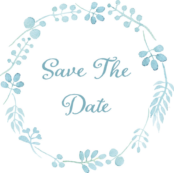 保存日期卡。花圈水彩手绘图片下载