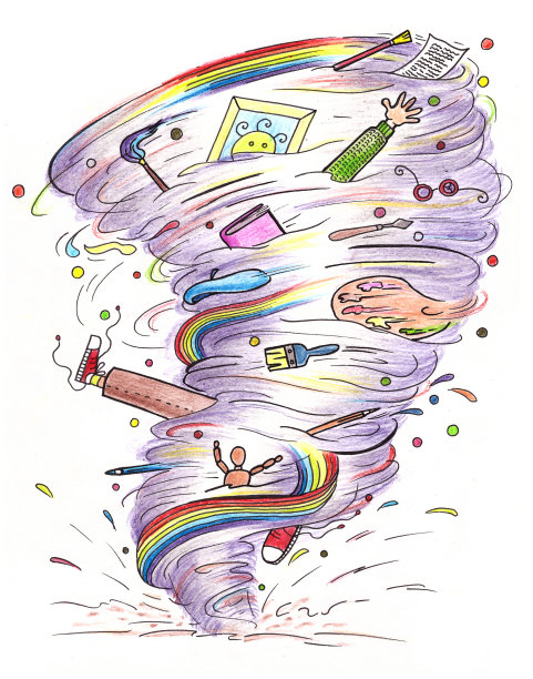 龙卷风。艺术插图。彩色铅笔图片下载