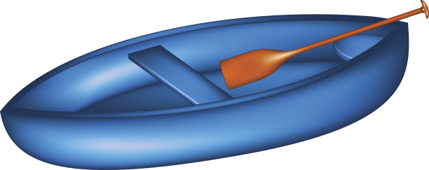木制的独木舟在蓝色设计与桨图片下载