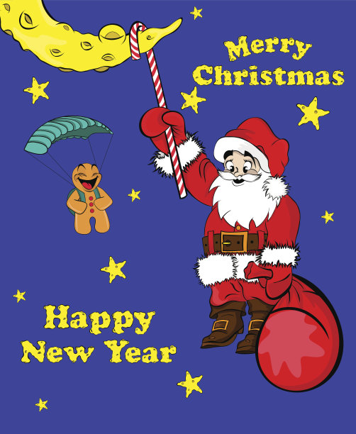 圣诞和新年的贺卡。图片下载