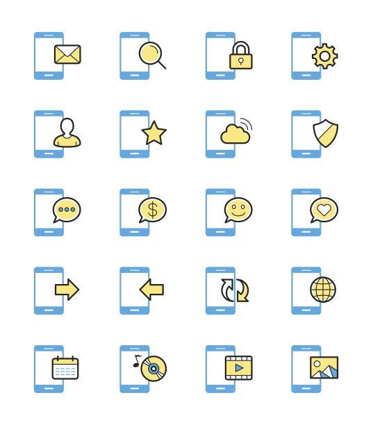 移动设备图标，单色-矢量插图图片下载