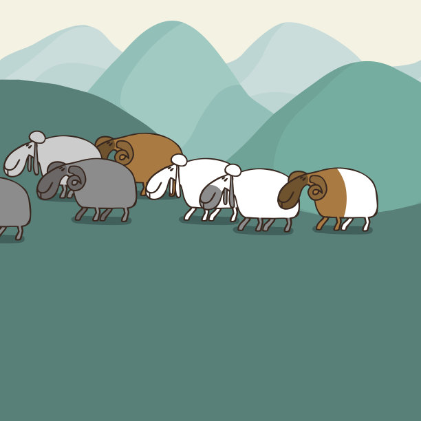 山地景观与羊图片下载