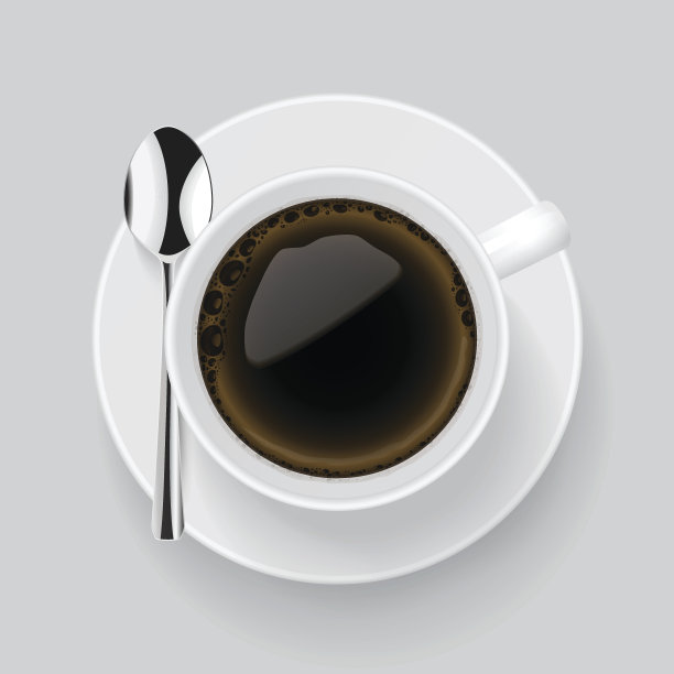 一杯黑咖啡的俯视图。图片下载