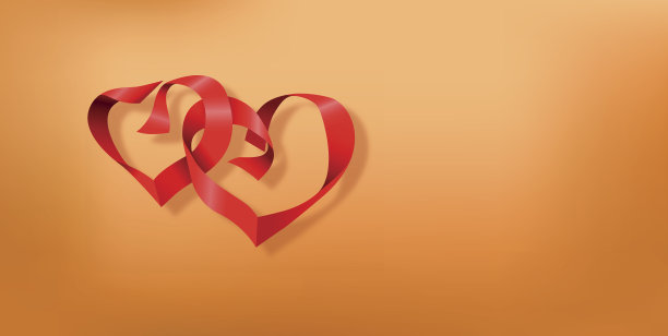 两颗心的情人节明信片图片下载