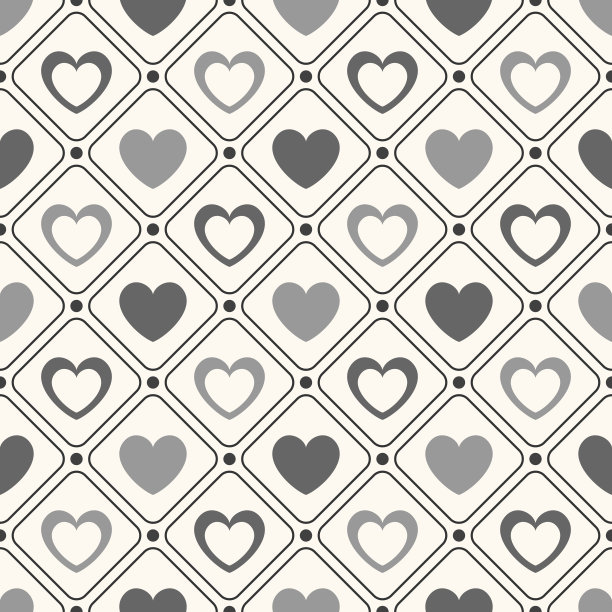 无缝几何图案与心。插图图片下载