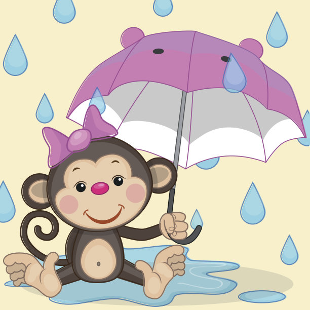 猴子和雨伞图片下载