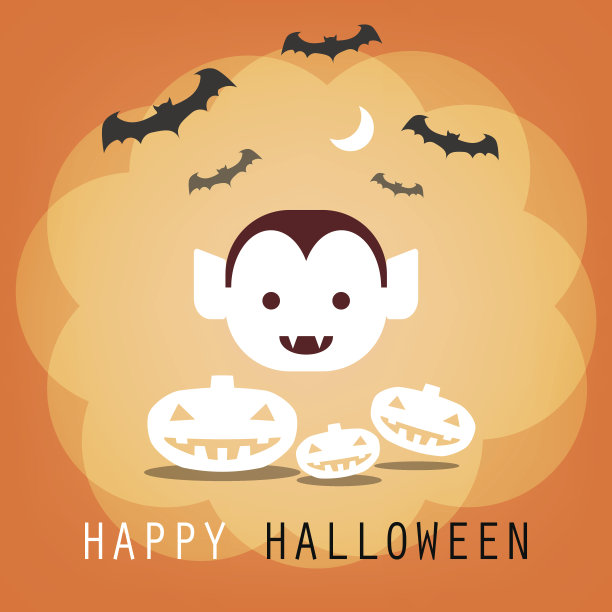 万圣节快乐矢量插图在橙色的背景图片下载
