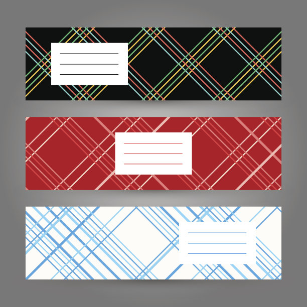 一套水平格子旗。抽象的几何装饰。矢量插图。图片下载
