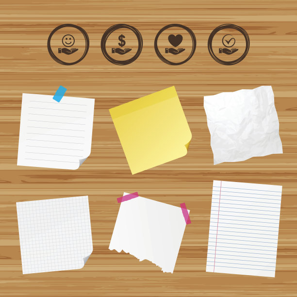 微笑和手的图标。心,蜱虫的象征。图片下载