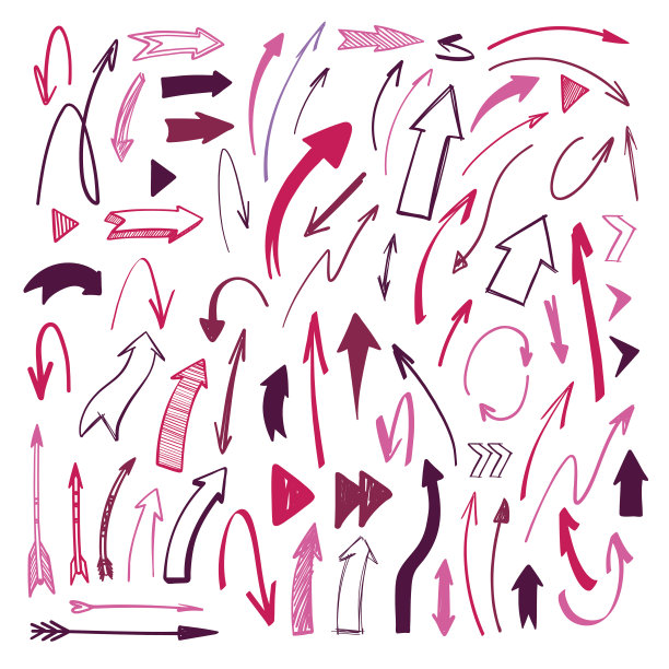 手绘矢量插图-箭头集合。草图。图片下载