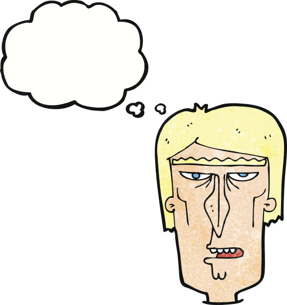 卡通生气的脸带着思想泡泡图片下载