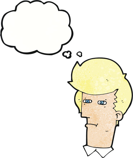 思考的卡通男人和气泡框图片下载