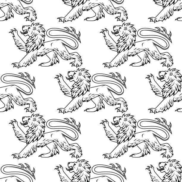 纹章狮子轮廓无缝图案图片下载