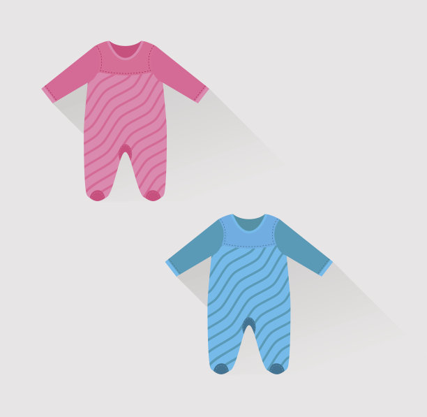 两件独立的婴儿衣服在平坦的风格图片下载