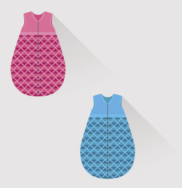 两个独立的婴儿睡袋在平坦的风格图片下载