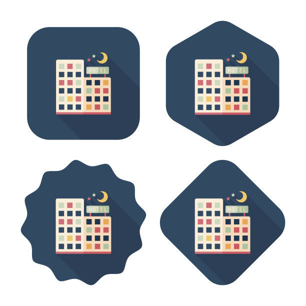 酒店平面图标与长影子图片下载