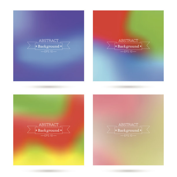 一组矢量彩色抽象背景模糊。图片下载