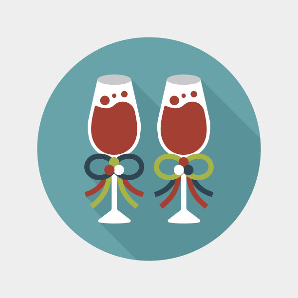 婚礼香槟平与长阴影图标，第10集图片下载