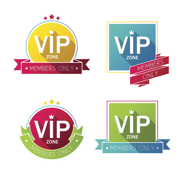 彩色贵宾徽章标签套装图片下载