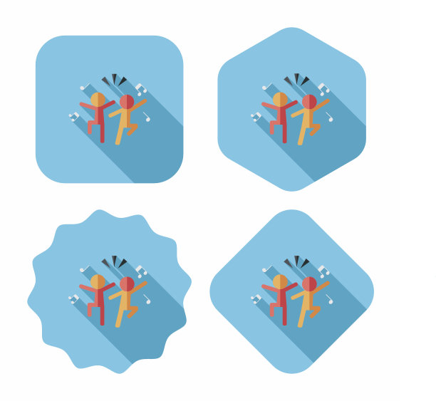 跳舞与长影子的平面图标，eps10图片下载