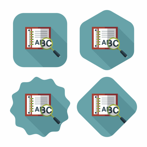 搜索字典书平面图标与长影子，eps10图片下载